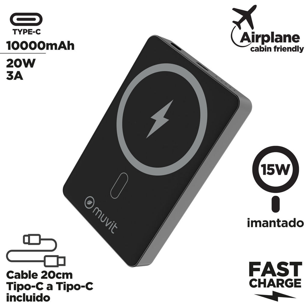 Powerbank Muvit for Change MCCHP0010 Schwarz Aluminium mAh