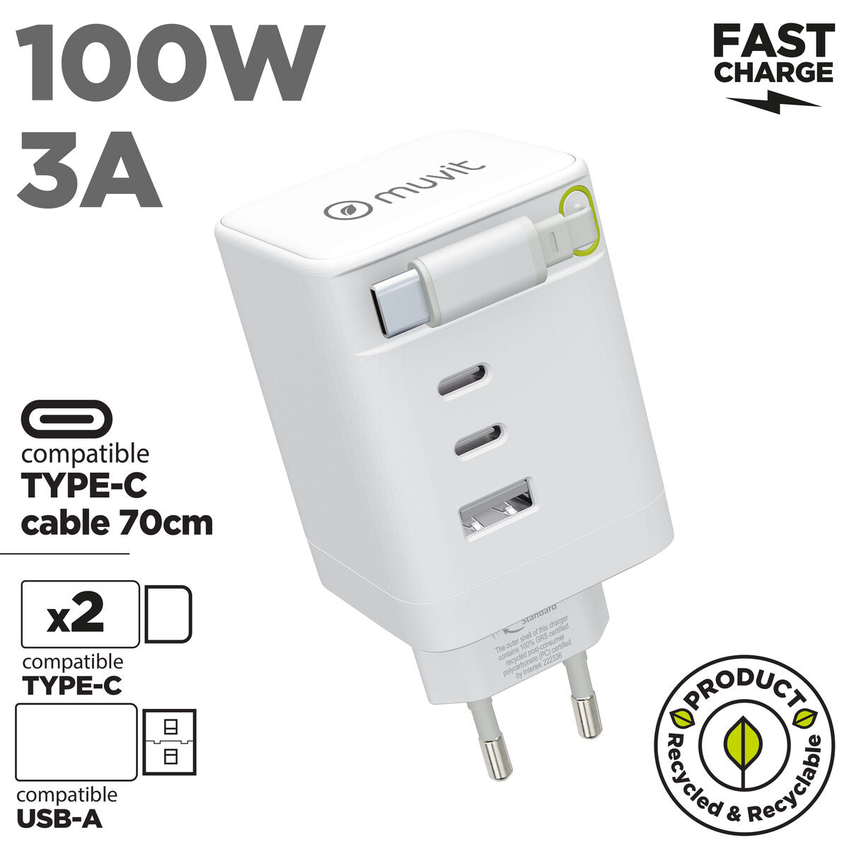 Wandladegerät Muvit MCACC0050 100 W