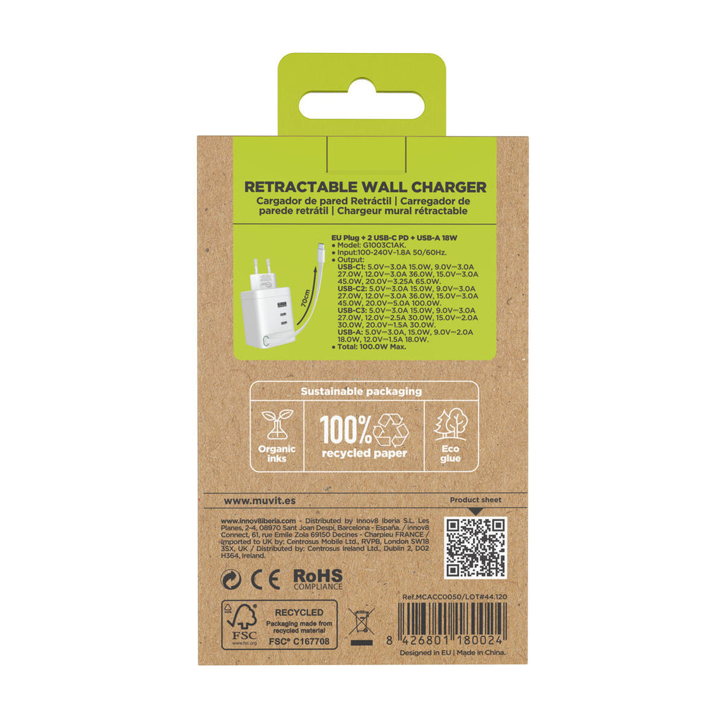 Wandladegerät Muvit MCACC0050 100 W