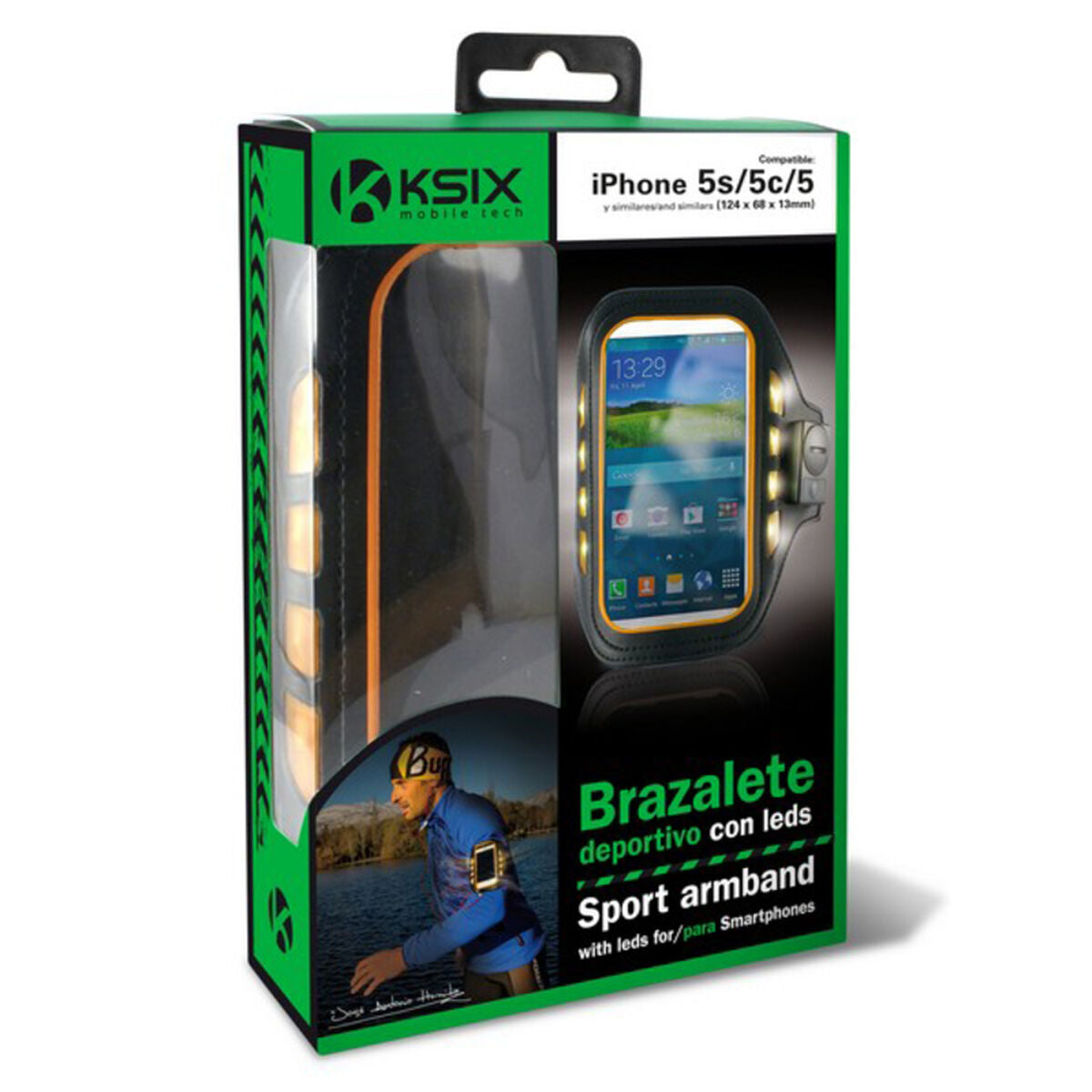 Sportarmband mit LED KSIX 4 Schwarz Neopren