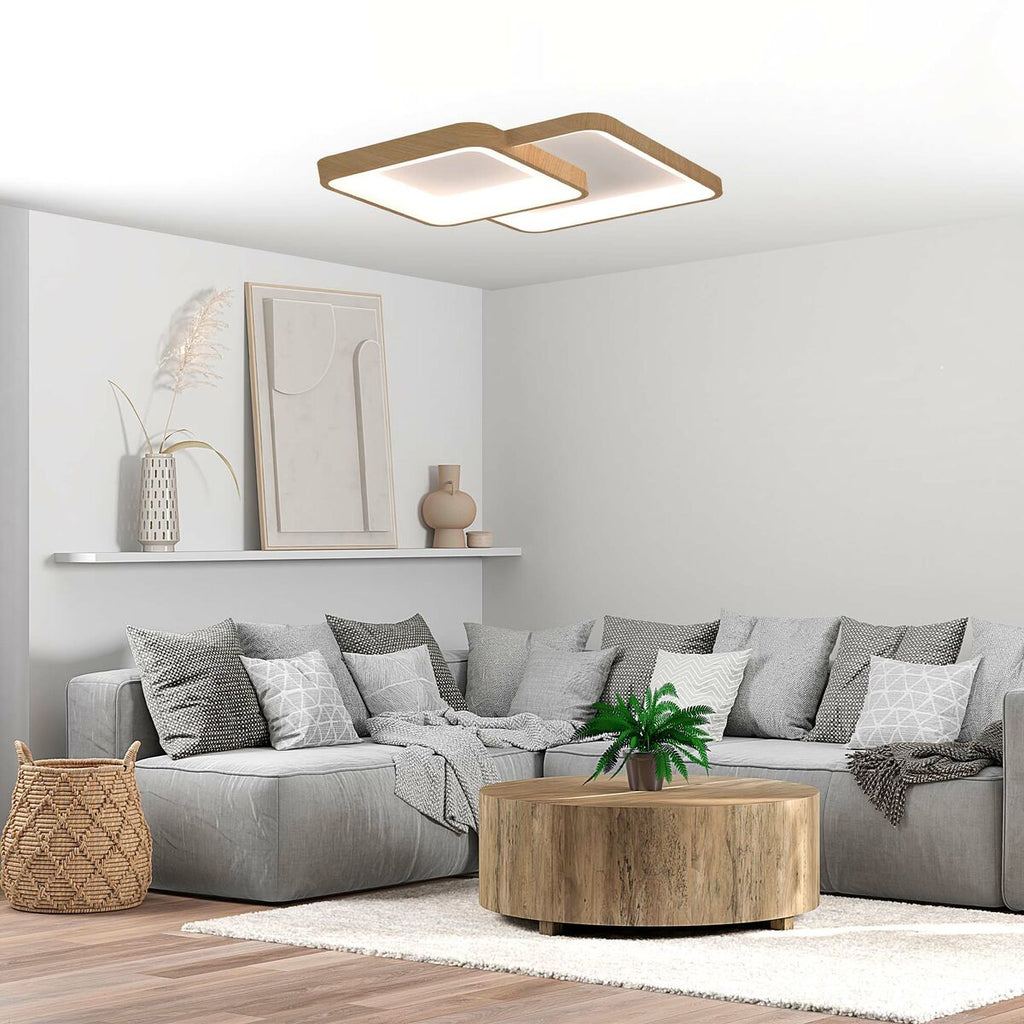 LED-Deckenleuchte KSIX Phenomena 45 W 45 x 45 x 10 cm Braun Holz (3000