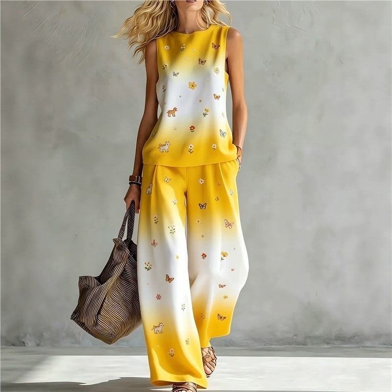 Regenbogen Tie-Dye Top & Weite Hose Set