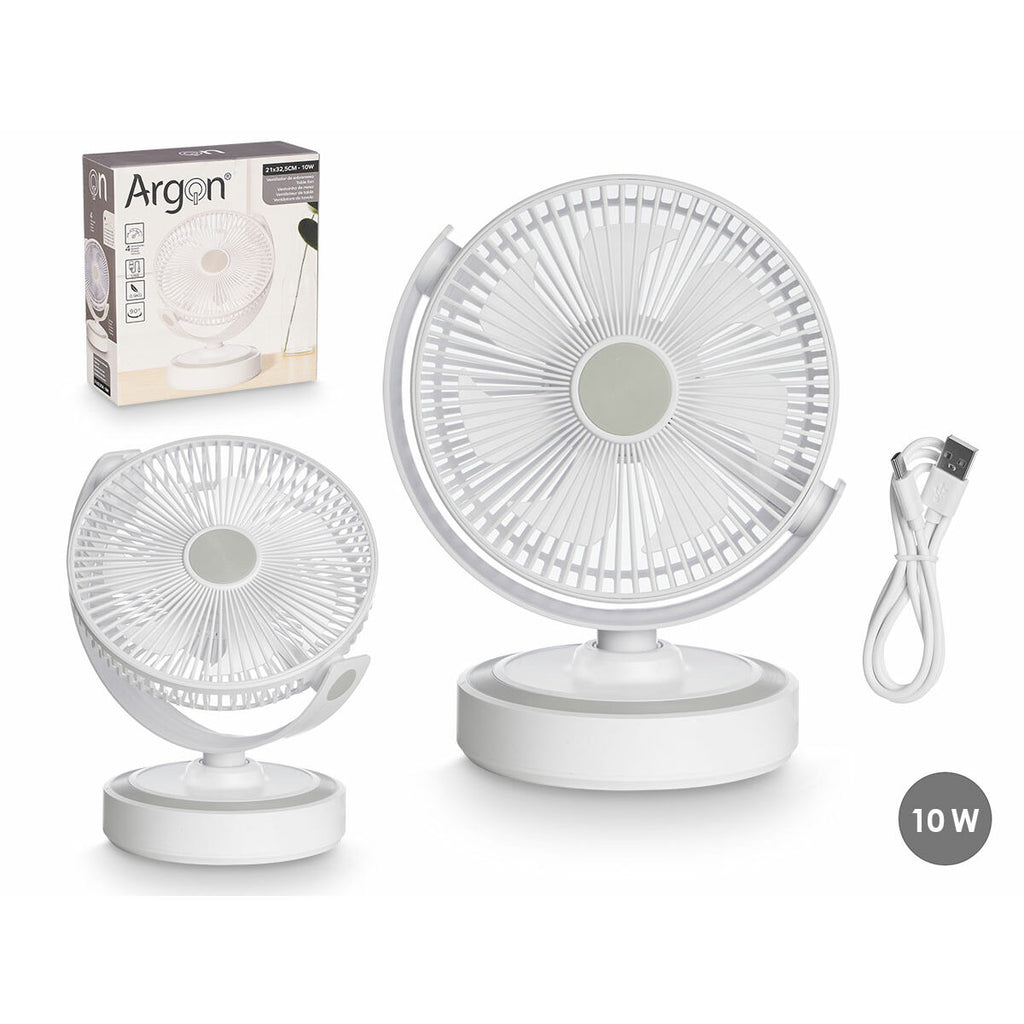Tischventilator Argon Weiss 10 W 21 x 28 x 32,5 cm