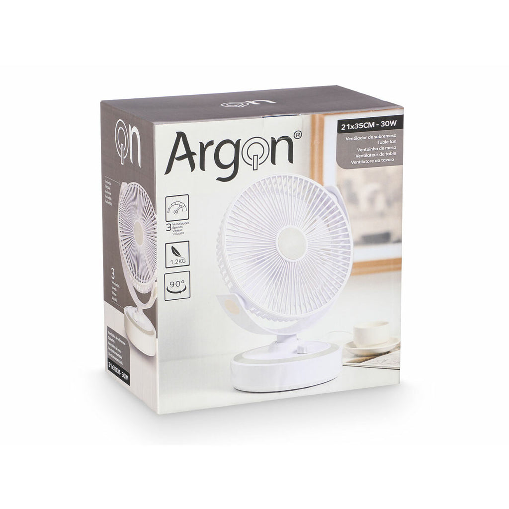 Tischventilator Argon Weiss 30 W 21 x 28 x 32,5 cm