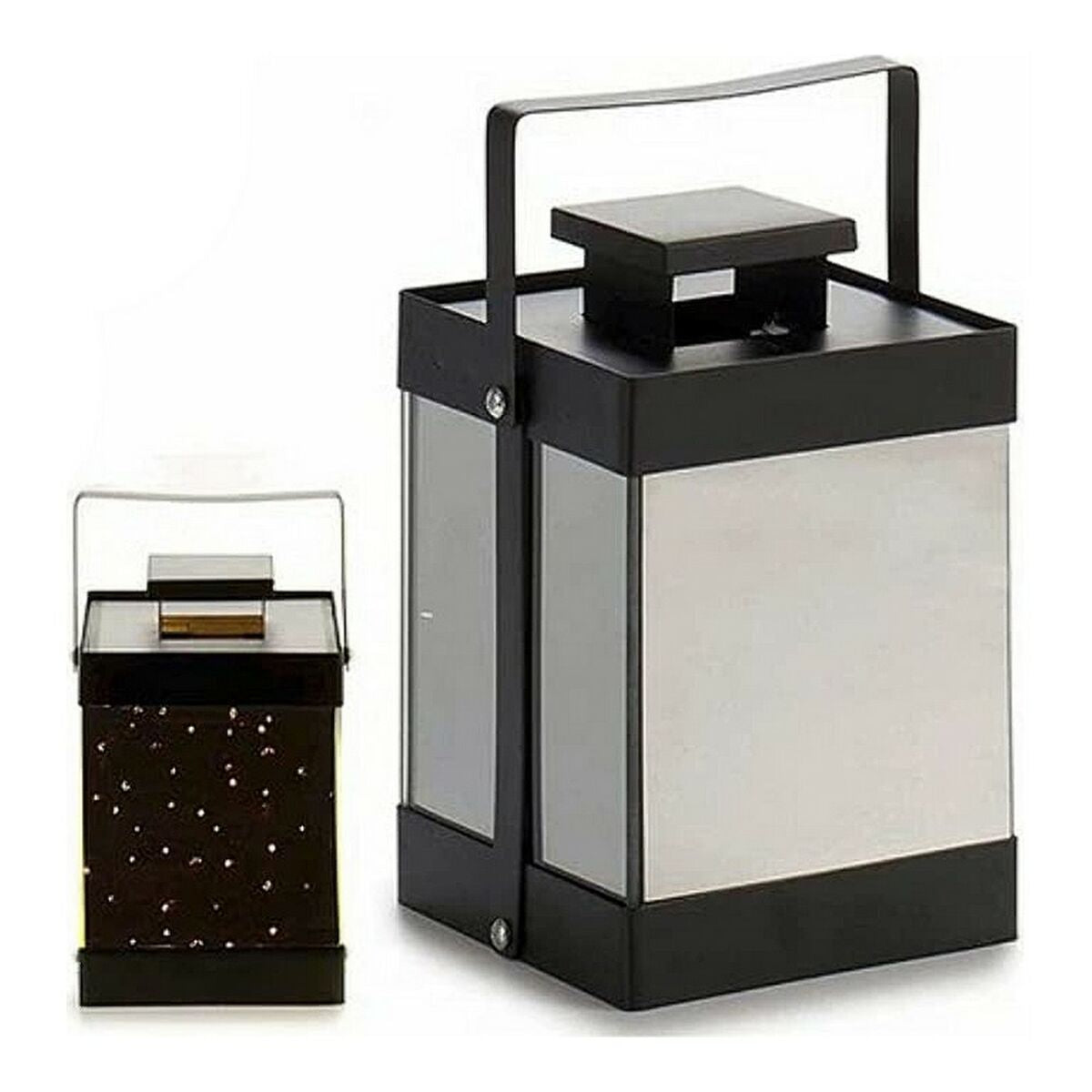 LED-Laterne Gift Decor Schwarz Spiegel 12,5 x 18,5 x 12,5 cm Metall