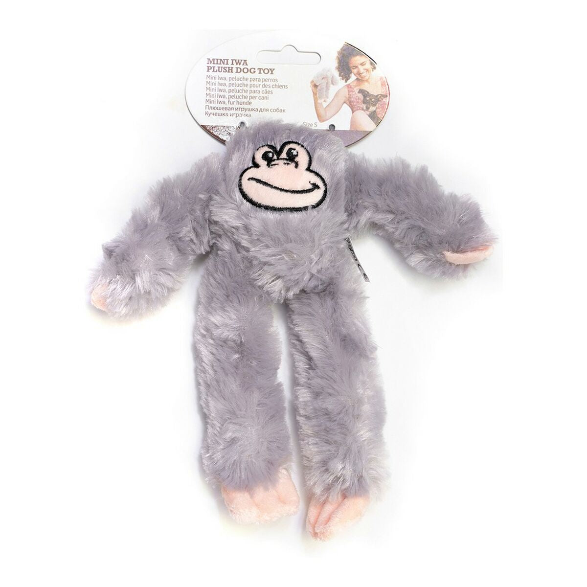 Kuscheltier für Hunde Gloria Iwa Grau Polyester Polypropylen Affe