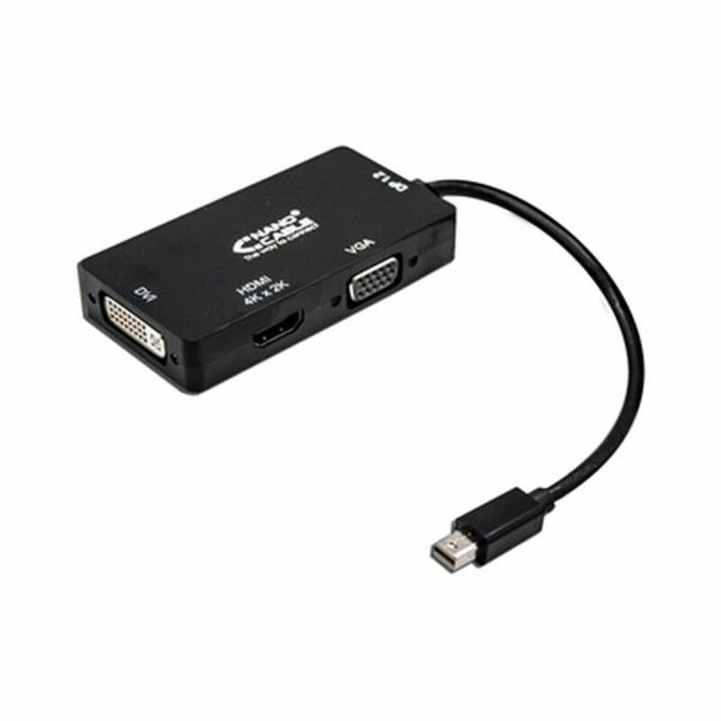 Mini DisplayPort-zu-VGA/DVI/HDMI-Adapter 3 en 1 NANOCABLE 10.16.3302-BK Schwarz