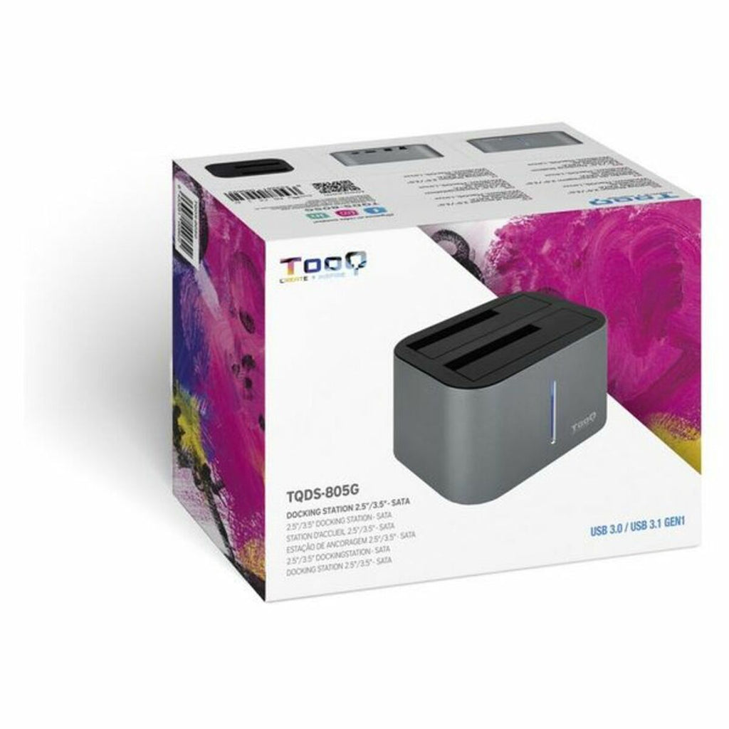 Dual-Dockstation TooQ TQDS-805G 2.5-3.5 HDD/SSD SATA USB 3.0 Grau