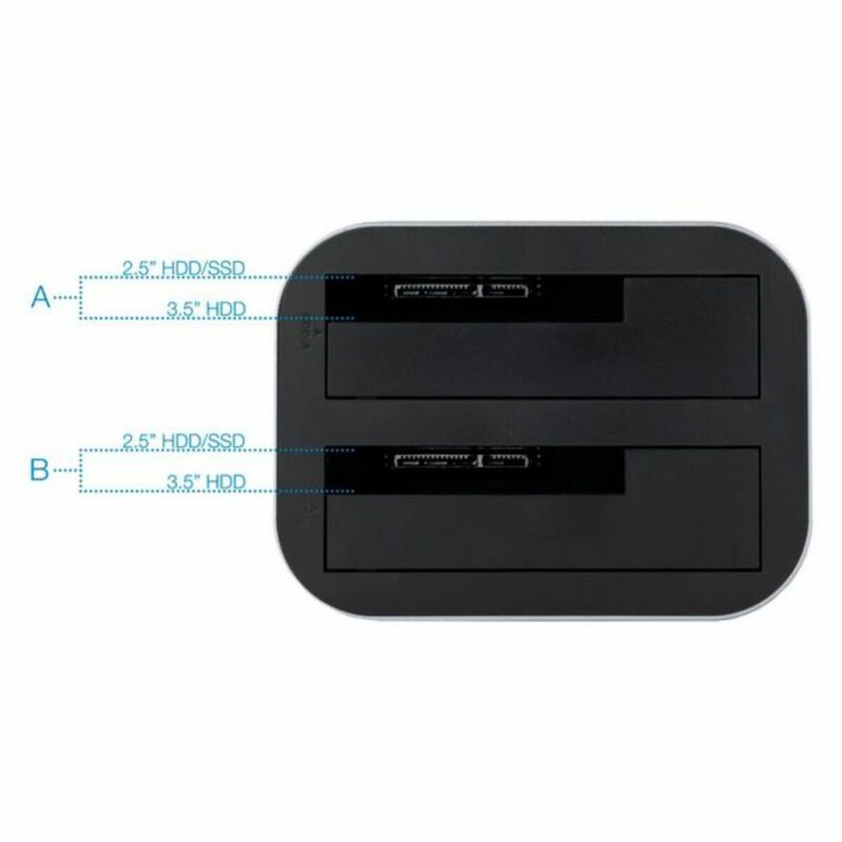 Dual-Dockstation TooQ TQDS-805G 2.5-3.5 HDD/SSD SATA USB 3.0 Grau