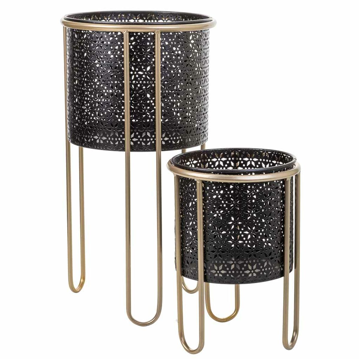Blumentopf-Set «Alexandra House Living» Metall Schwarz