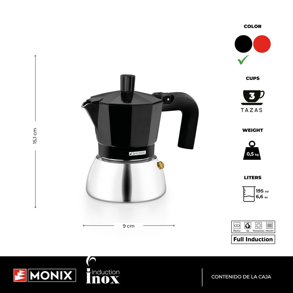 Italienische Kaffeemaschine BRA INOX BLACK 3T Schwarz