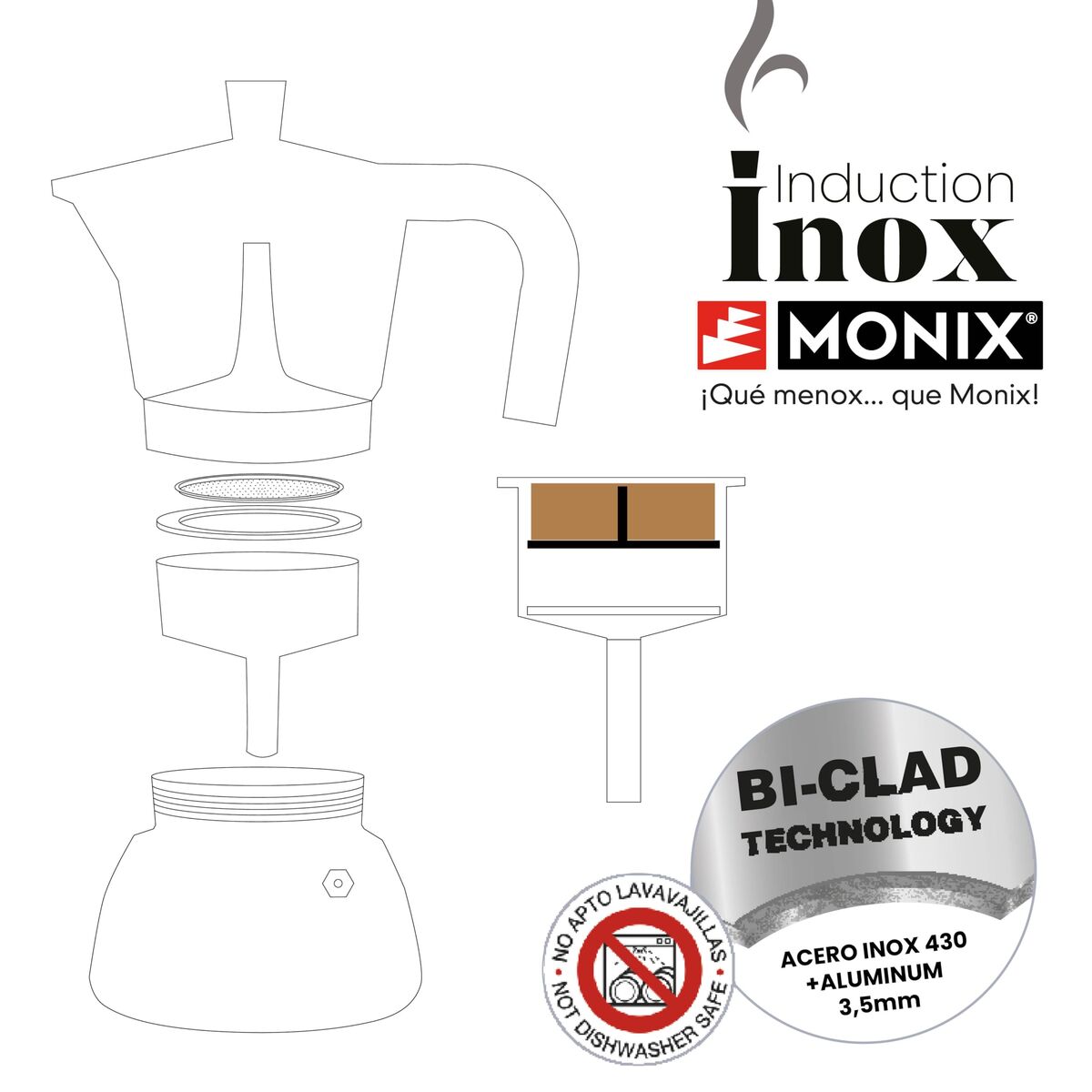 Italienische Kaffeemaschine BRA INOX BLACK 3T Schwarz