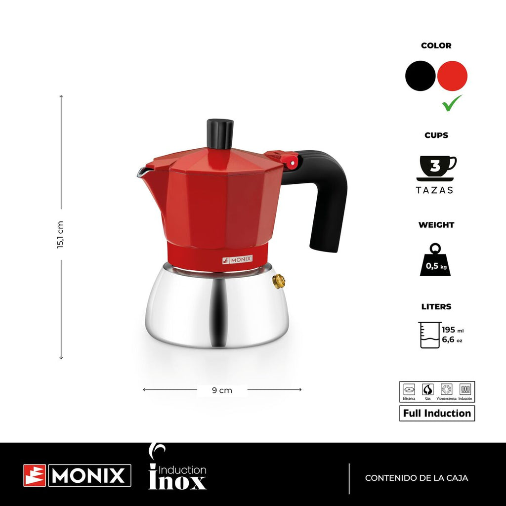 Italienische Kaffeemaschine BRA INOX RED 3T Rot