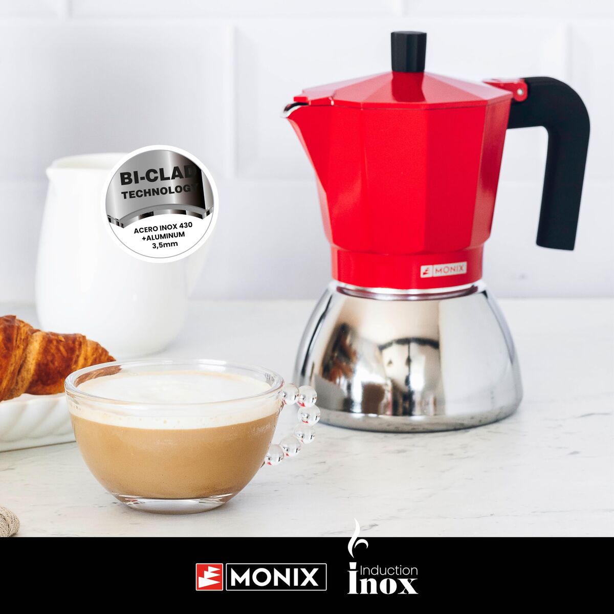 Italienische Kaffeemaschine BRA INOX RED 3T Rot