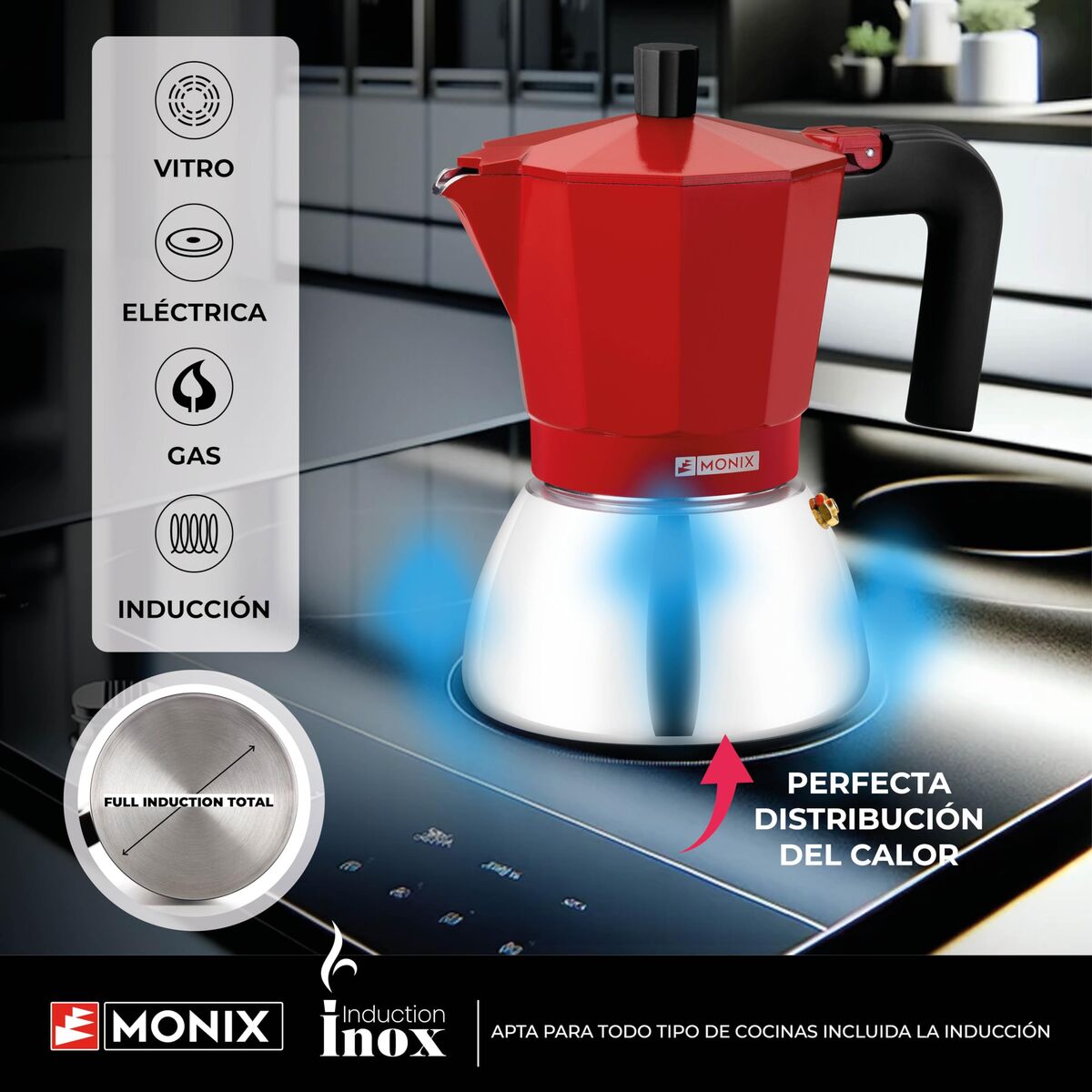 Italienische Kaffeemaschine BRA INOX RED 3T Rot