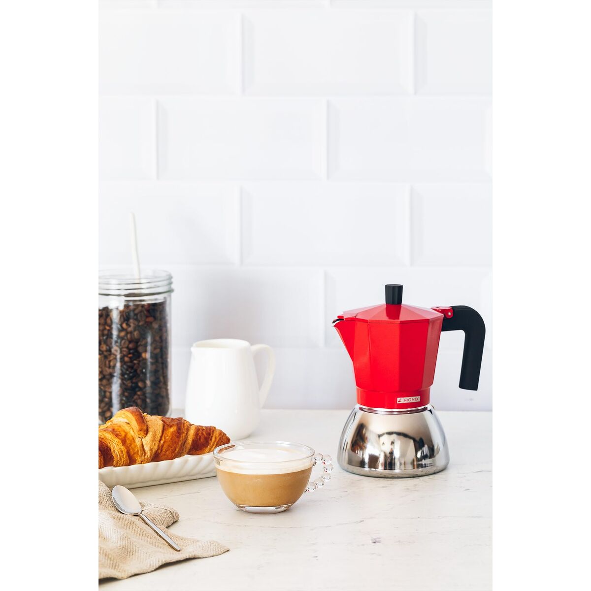 Italienische Kaffeemaschine BRA INOX RED 3T Rot