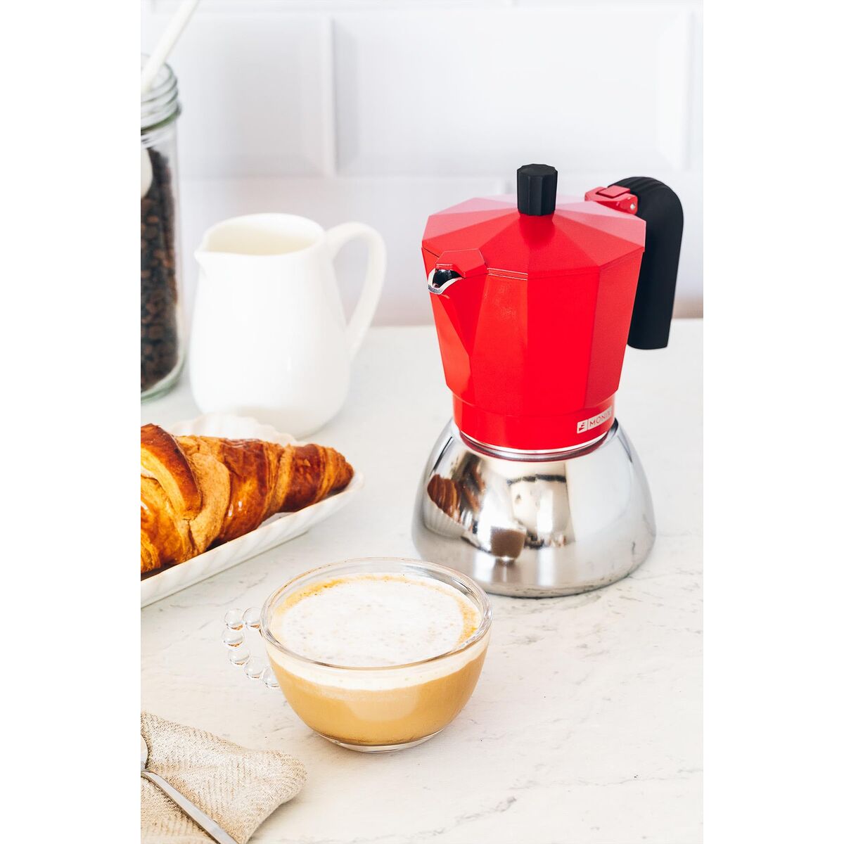 Italienische Kaffeemaschine BRA INOX RED 3T Rot
