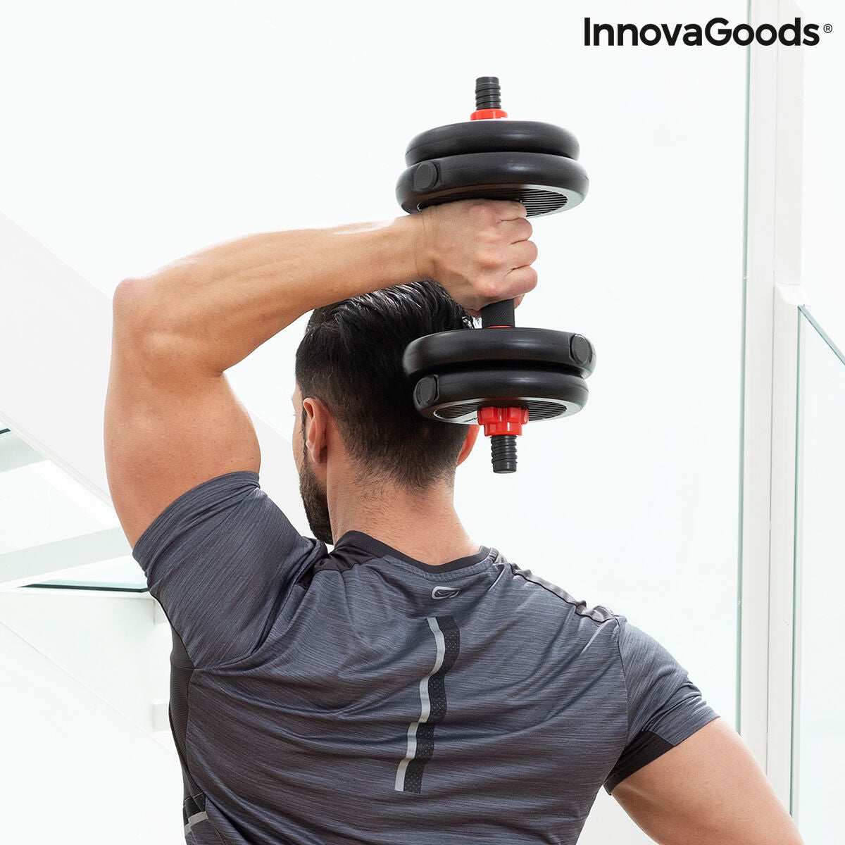 6 in 1 Verstellbarer Hantelsatz mit Trainingsanleitung Sixfit InnovaGoods Eisen (Restauriert B) – Ansicht 9