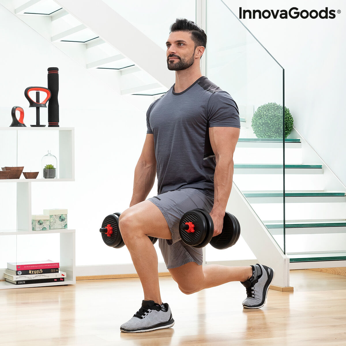 6 in 1 Verstellbarer Hantelsatz mit Trainingsanleitung Sixfit InnovaGoods Eisen (Restauriert B) – Ansicht 8