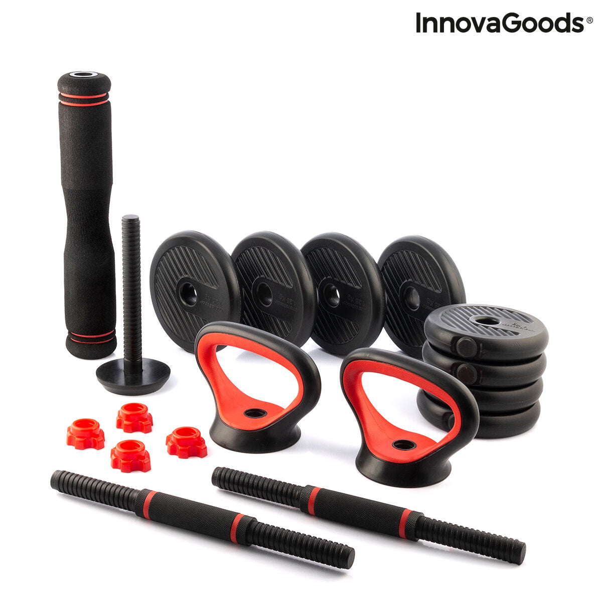 6 in 1 Verstellbarer Hantelsatz mit Trainingsanleitung Sixfit InnovaGoods   Eisen (Restauriert B)