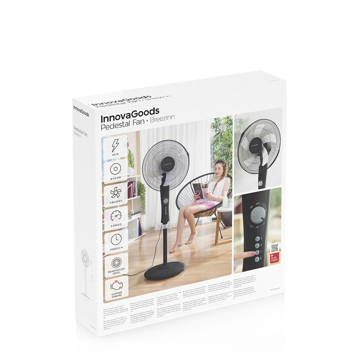 Schwarzer Standventilator – Kraftvolle Kühle im Design