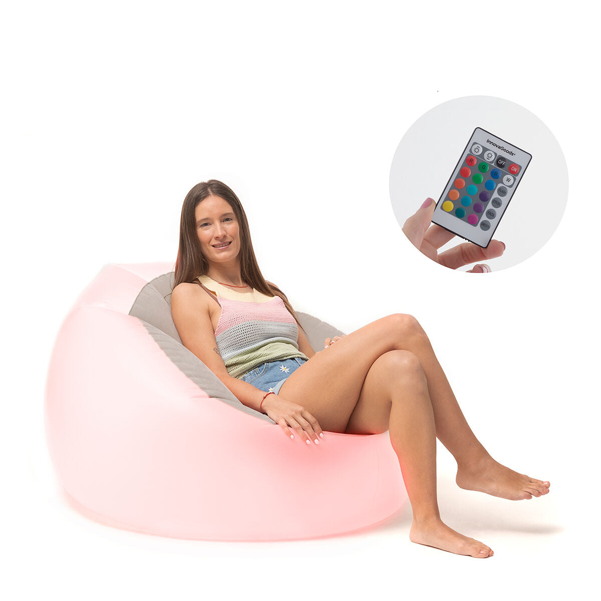 Aufblasbarer Sessel mit buntem LED-Licht und Fernbedienung Chight Inno