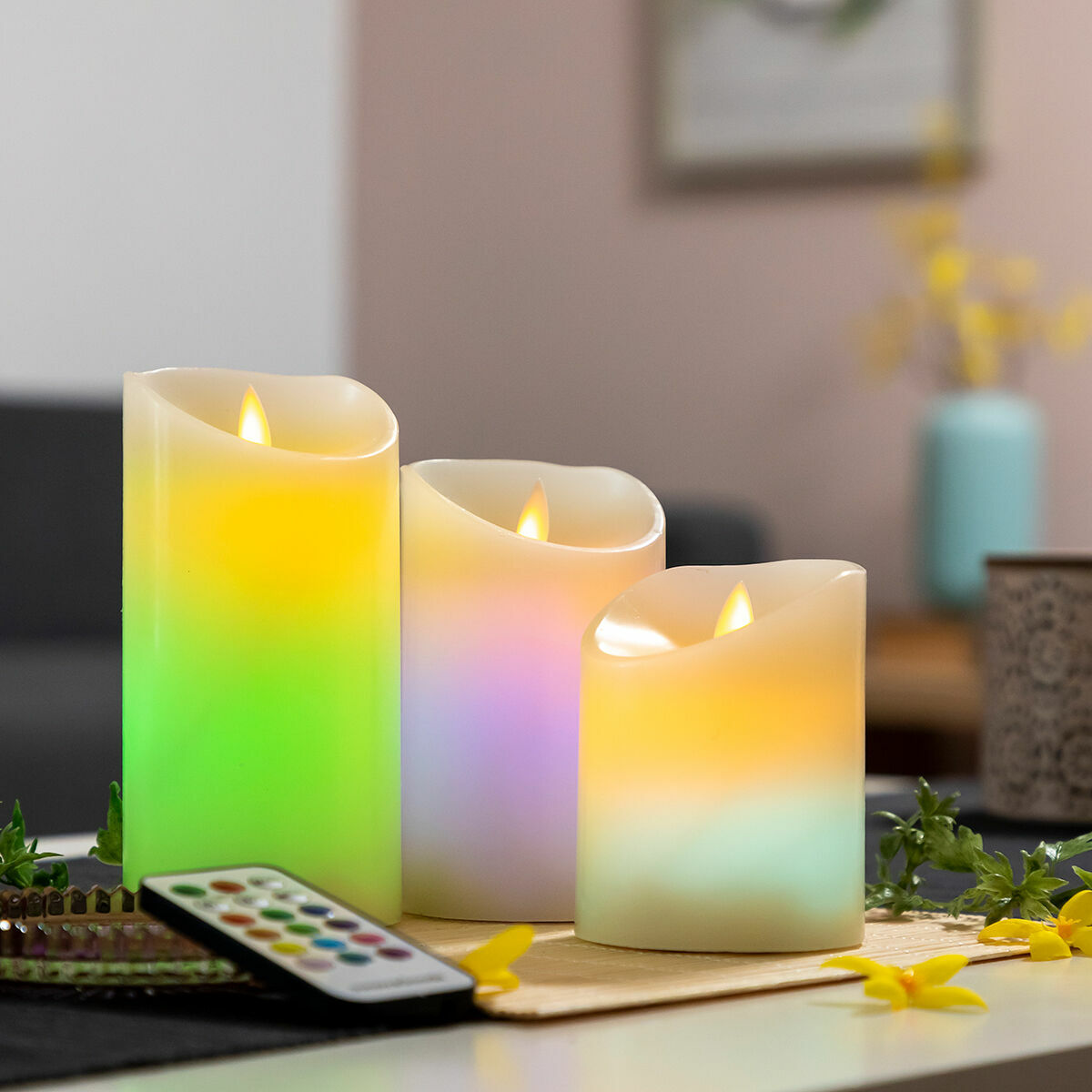 Mehrfarbige LED-Kerzen Flammeneffekt mit Fernbedienung Lendles InnovaG