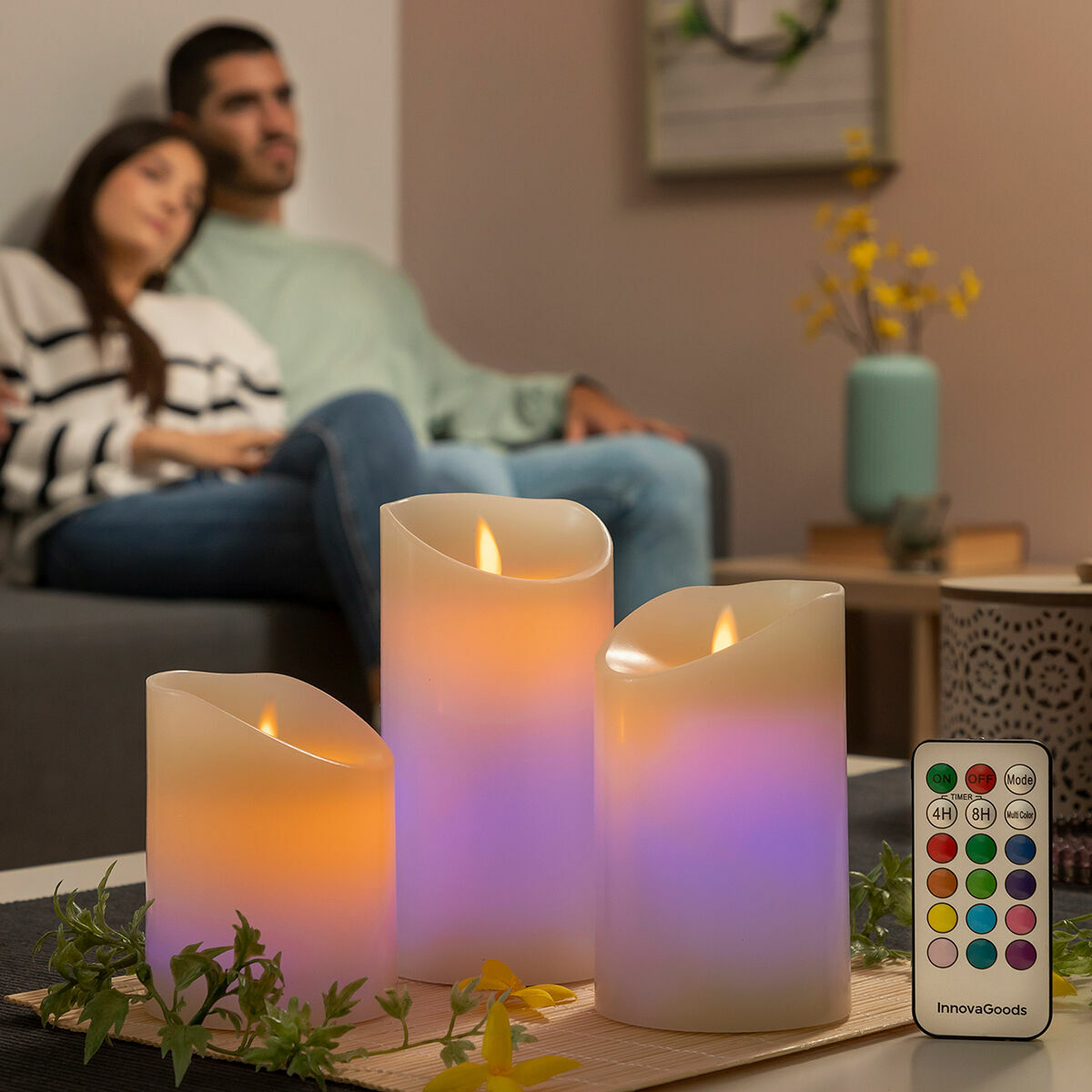 Mehrfarbige LED-Kerzen Flammeneffekt mit Fernbedienung Lendles InnovaG