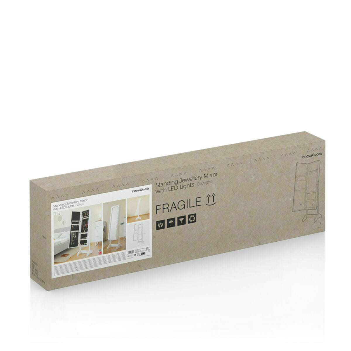Stand-Schmuckspiegel mit LED InnovaGoods Weiß Bunt Holz Kunststoff (Re