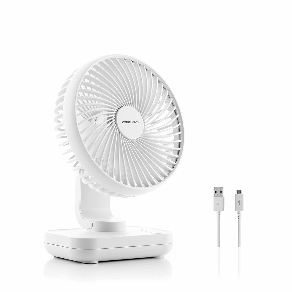 Wiederaufladbarer Schreibtischventilator InnovaGoods Weiß 3600 mAh / 1