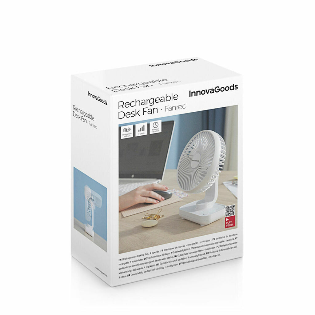 Wiederaufladbarer Schreibtischventilator InnovaGoods Weiß 3600 mAh / 1