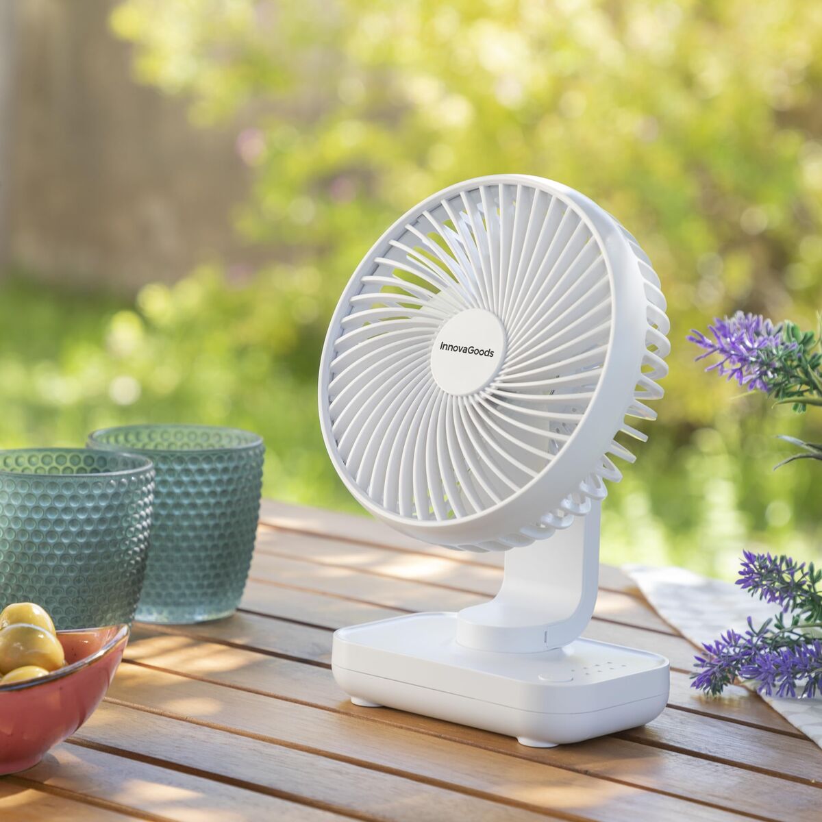 Wiederaufladbarer Schreibtischventilator InnovaGoods Weiß 3600 mAh / 1