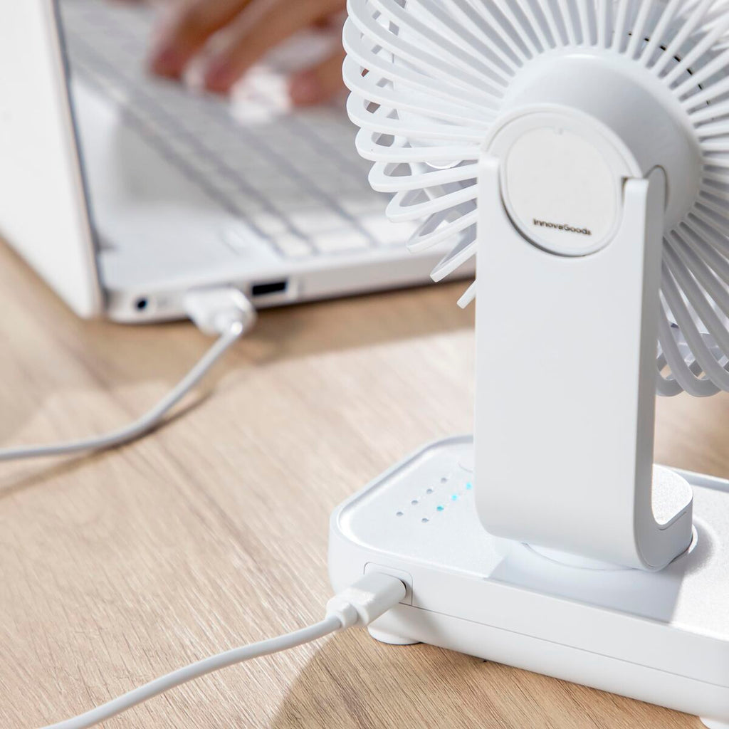 Wiederaufladbarer Schreibtischventilator InnovaGoods Weiß 3600 mAh / 1