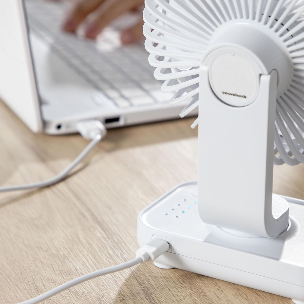 Wiederaufladbarer Schreibtischventilator InnovaGoods Weiß 3600 mAh / 1