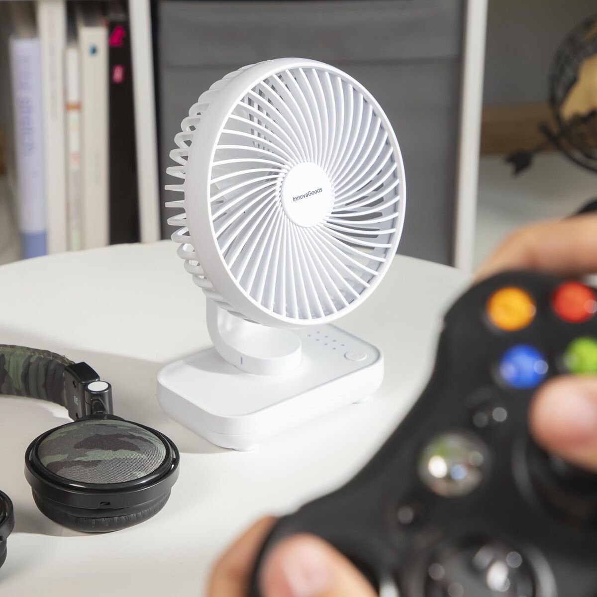 Wiederaufladbarer Schreibtischventilator InnovaGoods Weiß 3600 mAh / 1