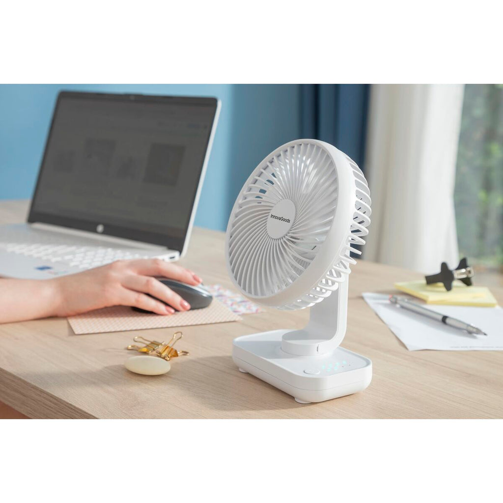 Wiederaufladbarer Schreibtischventilator InnovaGoods Weiß 3600 mAh / 1