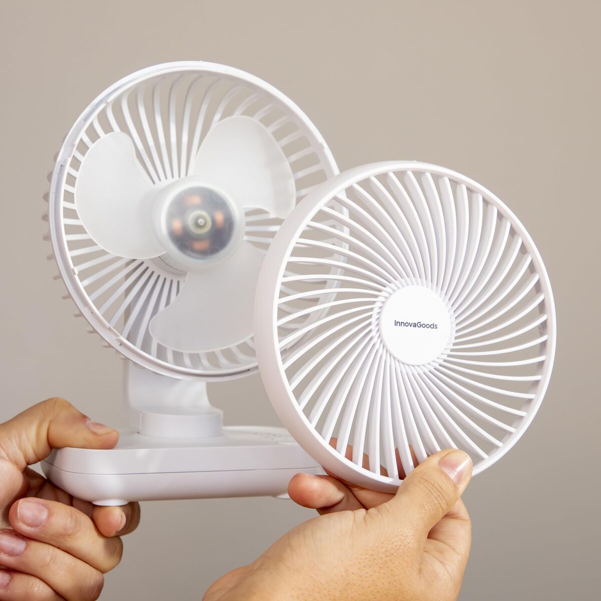 Wiederaufladbarer Schreibtischventilator InnovaGoods Weiß 3600 mAh / 1