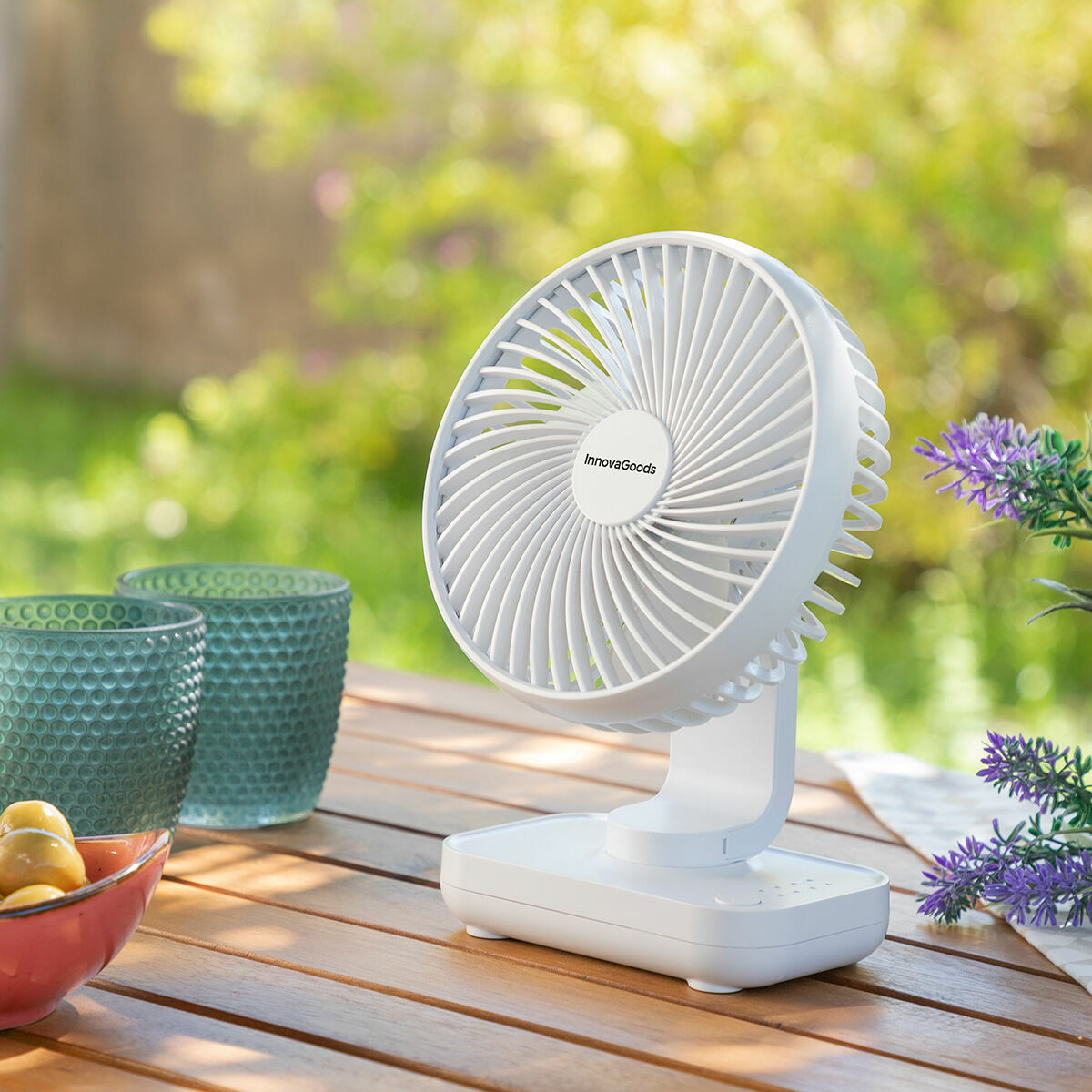 Wiederaufladbarer Schreibtischventilator Fanrec InnovaGoods Ø5,4'' 360