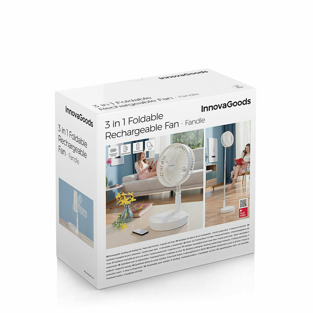 Faltbarer wiederaufladbarer 3-in-1-Ventilator Fandle InnovaGoods Ø7,7'