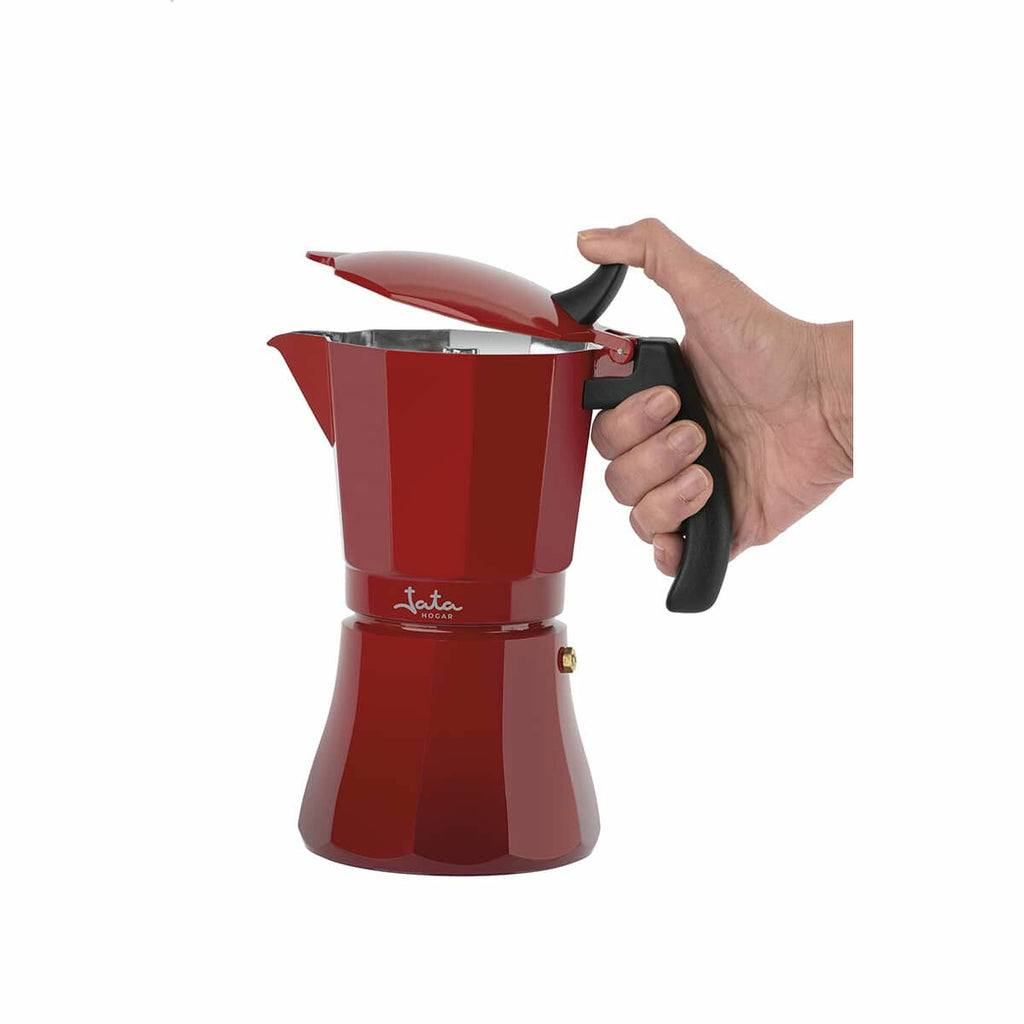 Italienische Induktions-Kanne: 12 Tassen, rot & robust