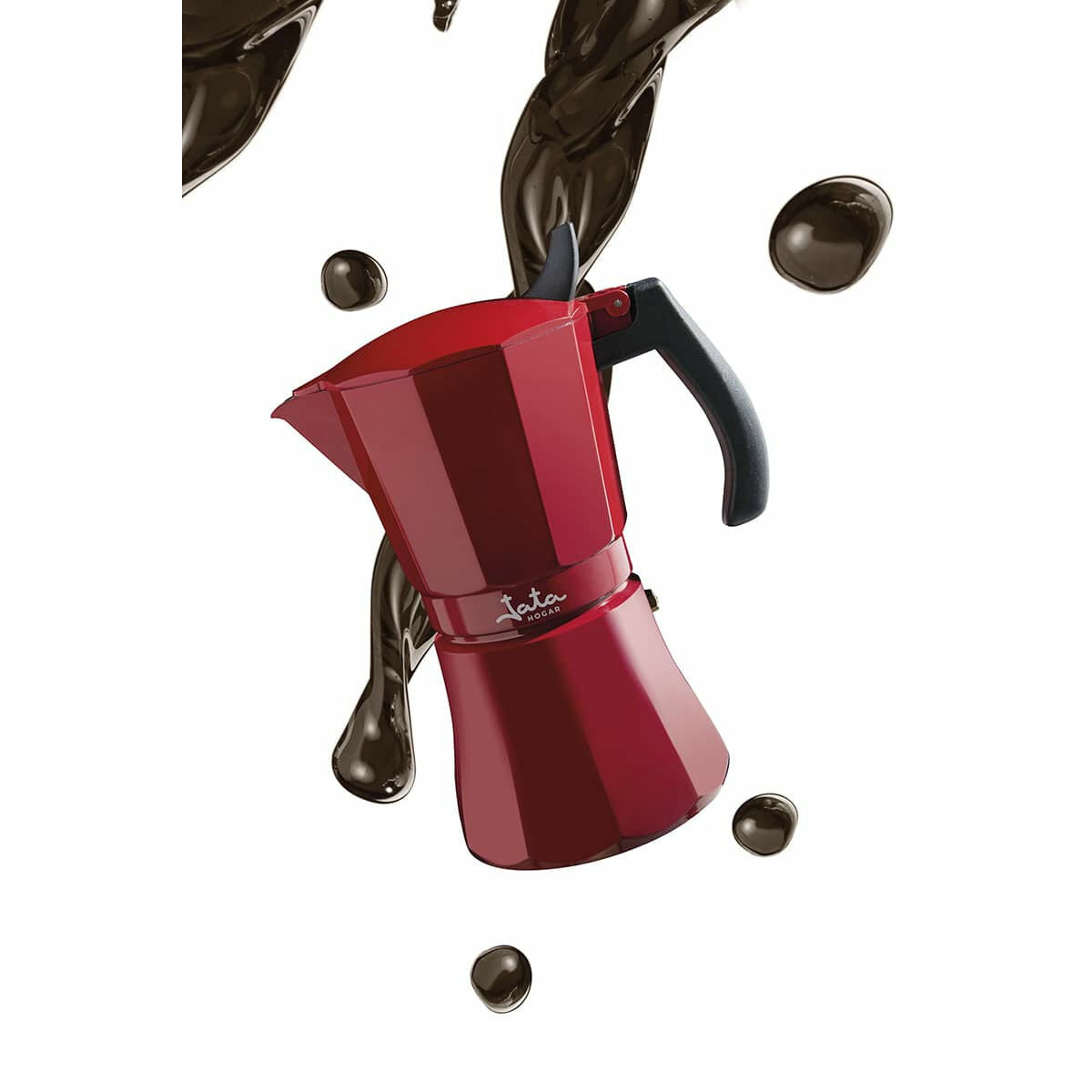 Italienische Induktions-Kanne: 12 Tassen, rot & robust