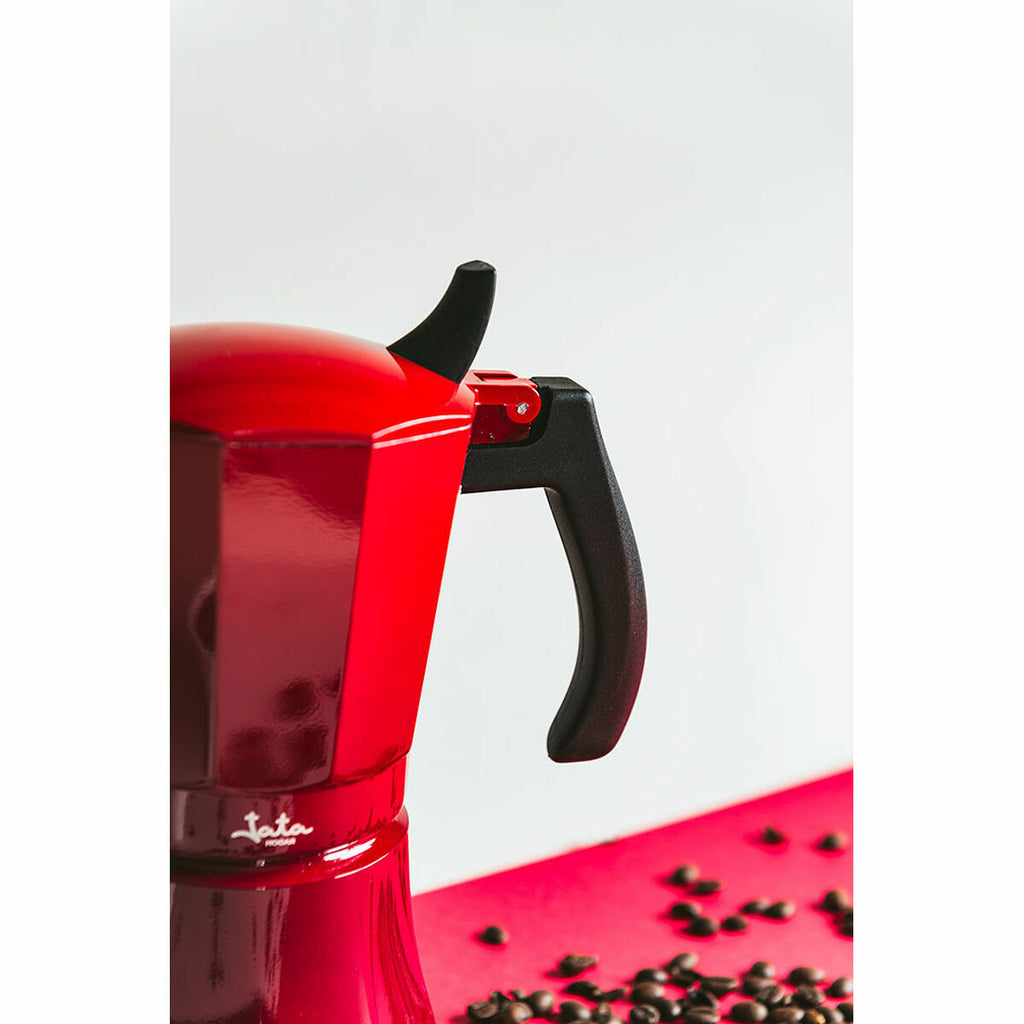 Italienische Induktions-Kanne: 12 Tassen, rot & robust