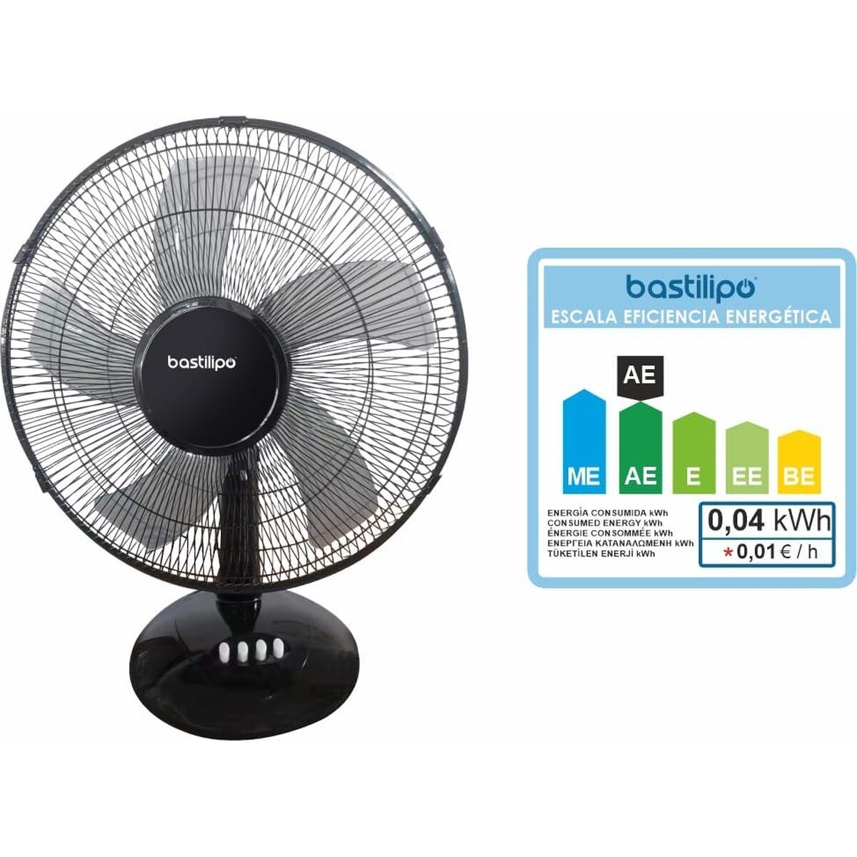 Tischventilator Bastilipo BARROSA Schwarz 50 W