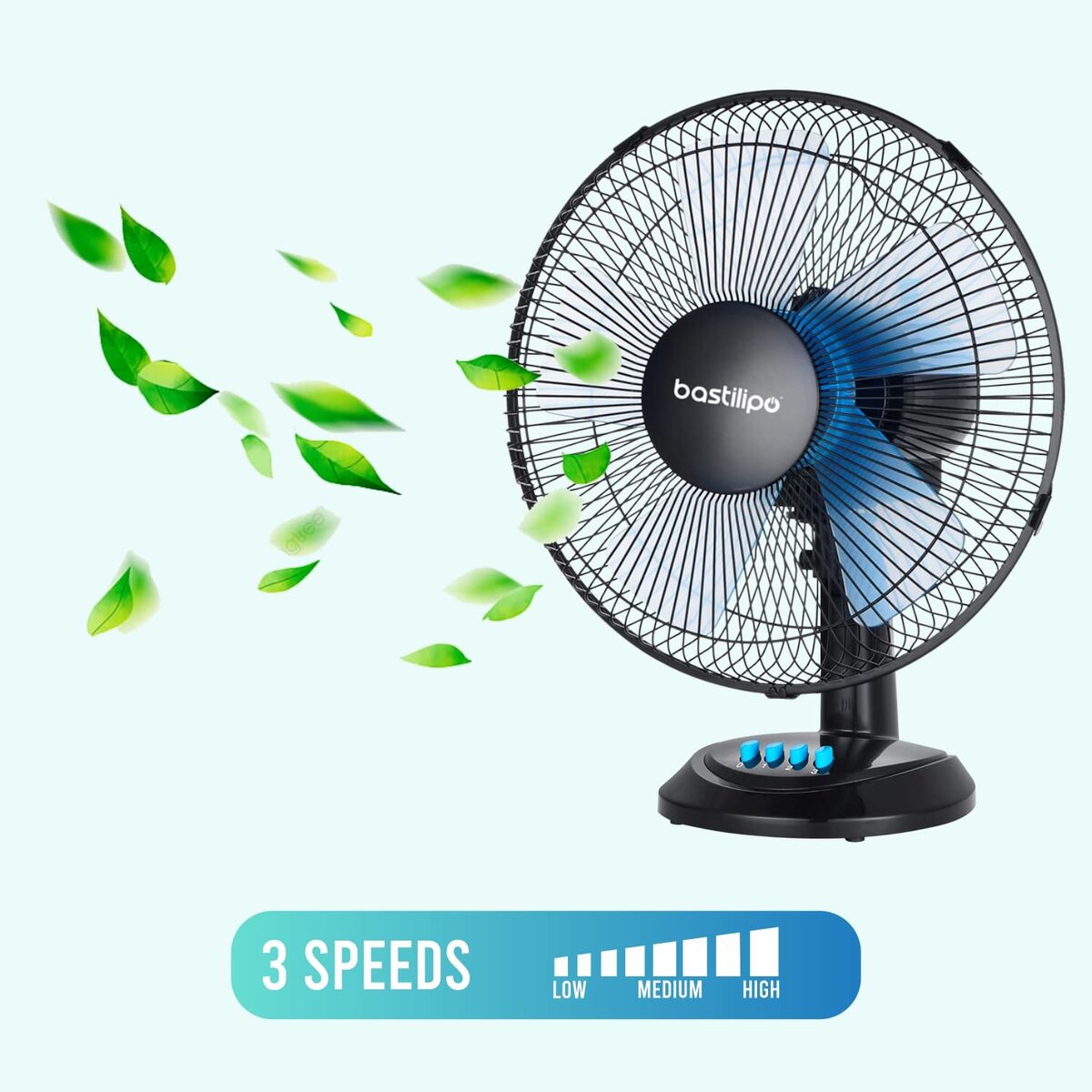 Tischventilator Bastilipo BARROSA Schwarz 50 W