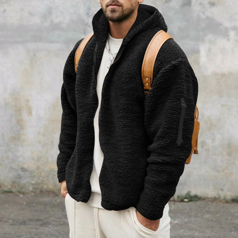 Warme Wende-Fleecejacke mit Kapuze für Herren