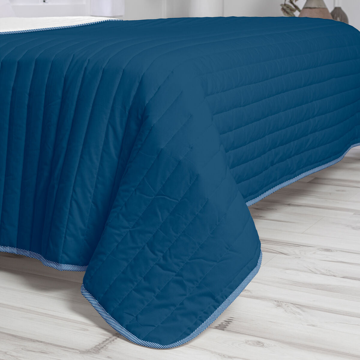 Wendbare Tagesdecke HappyFriday Basic Dash Weiss Marineblau 200 x 260 cm
