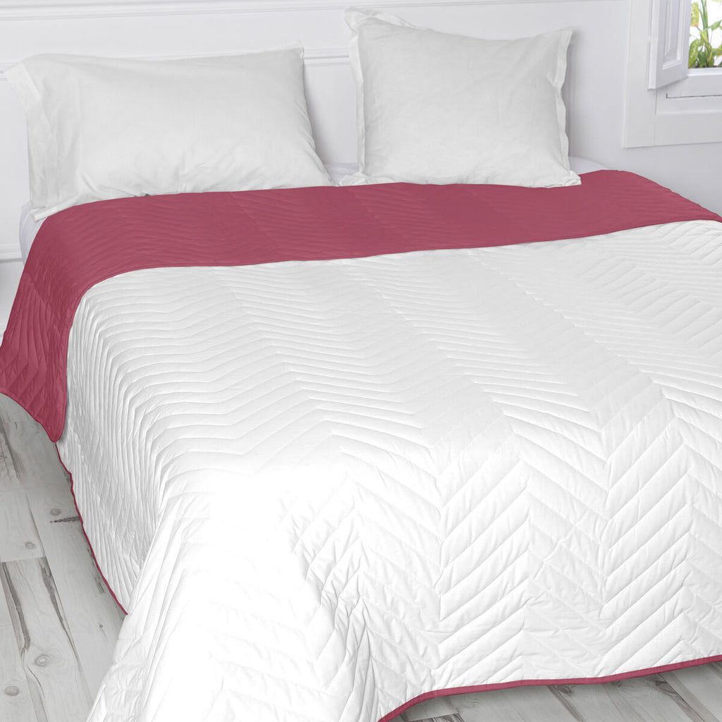 Wendbare Tagesdecke HappyFriday Basic Arista Weiss Magenta 270 x 260 cm