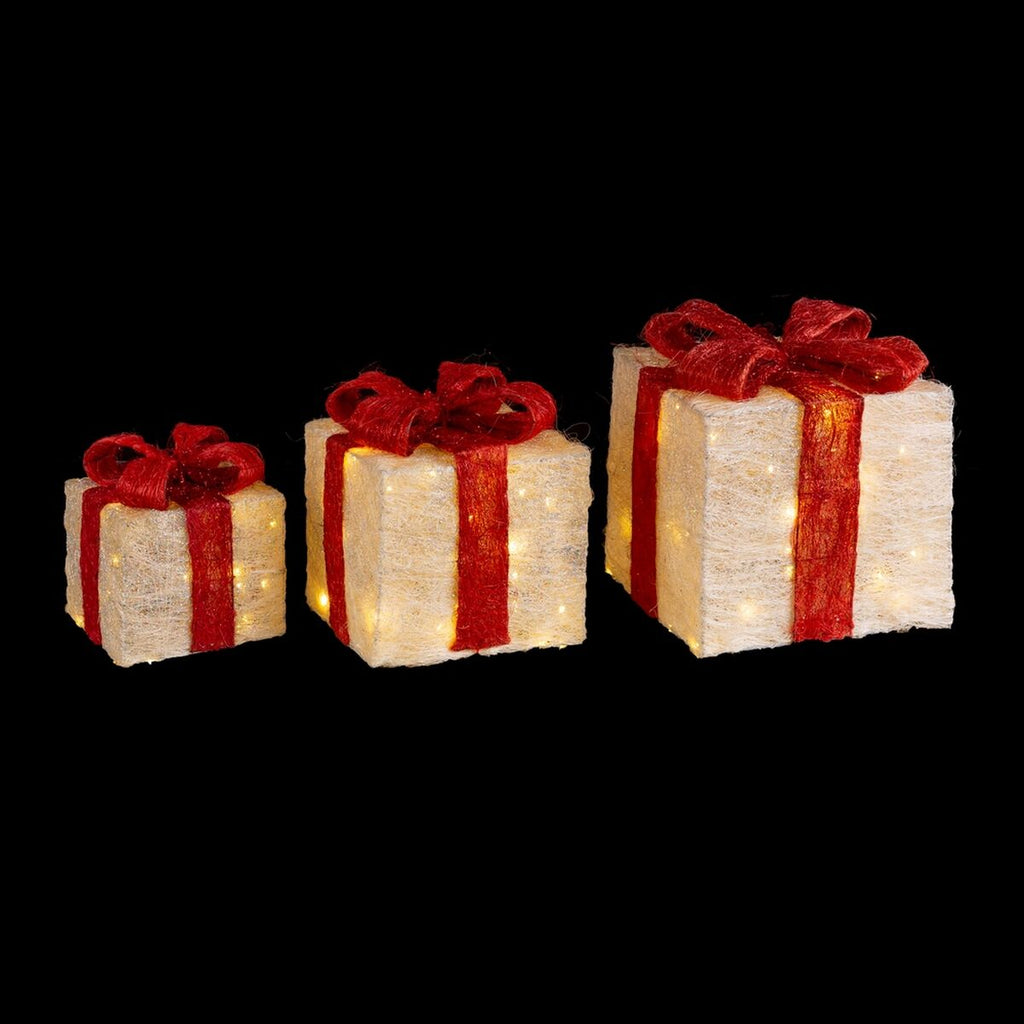 Weihnachtsschmuck Weiss Rot Metall Faser Geschenkbox 25 x 25 x 31 cm (3 Stück)