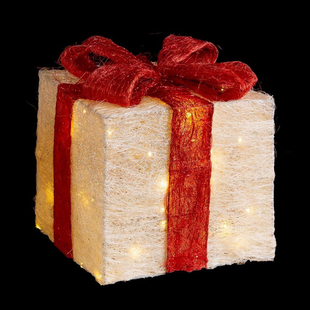 Weihnachtsschmuck Weiss Rot Metall Faser Geschenkbox 25 x 25 x 31 cm (3 Stück)