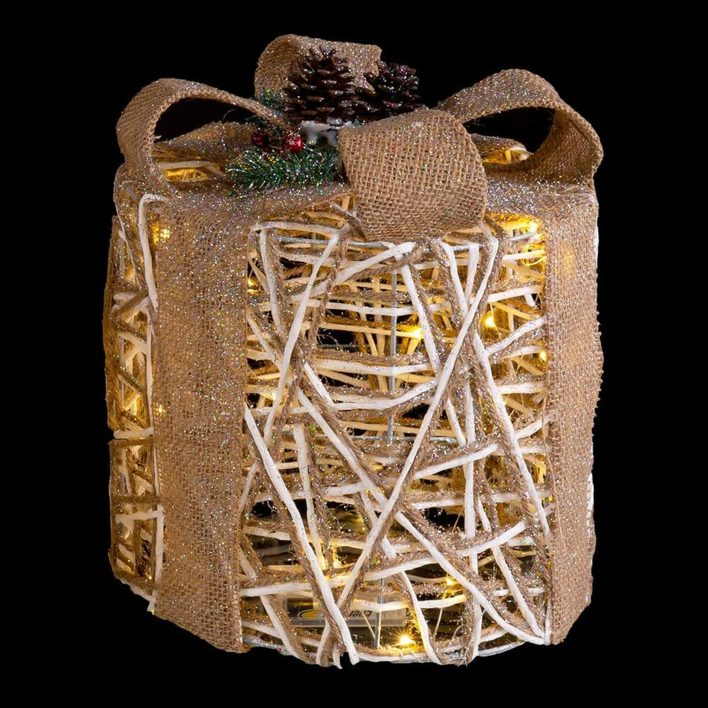 Weihnachtsschmuck Weiss natürlich Metall Kunststoff Faser Geschenkbox 25 x 25 x 35 cm (3 Stück)
